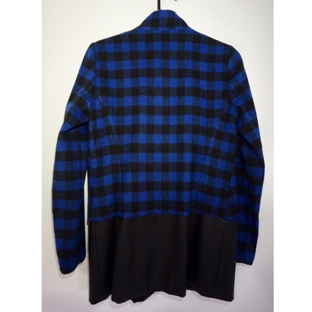 Zara wool plaid and faux leather coat. - Picture 2 of 2